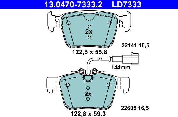 ATE 13.0470-7333.2 - Kit de plaquettes de frein, frein à disque cwaw.fr