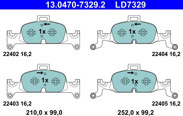 ATE 13.0470-7329.2 - Kit de plaquettes de frein, frein à disque cwaw.fr