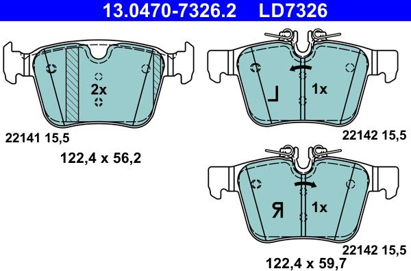 ATE 13.0470-7326.2 - Kit de plaquettes de frein, frein à disque cwaw.fr