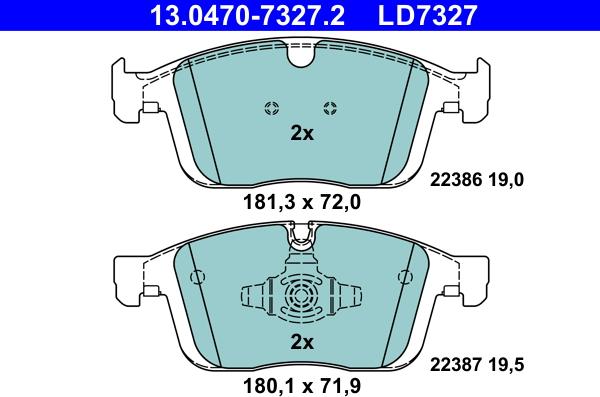 ATE 13.0470-7327.2 - Kit de plaquettes de frein, frein à disque cwaw.fr