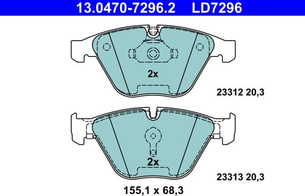 ATE 13.0470-7296.2 - Kit de plaquettes de frein, frein à disque cwaw.fr