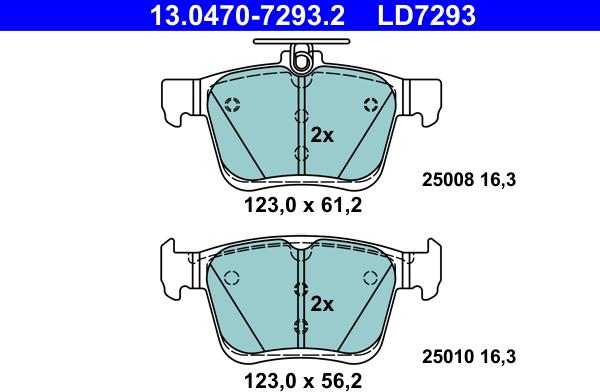 ATE 13.0470-7293.2 - Kit de plaquettes de frein, frein à disque cwaw.fr