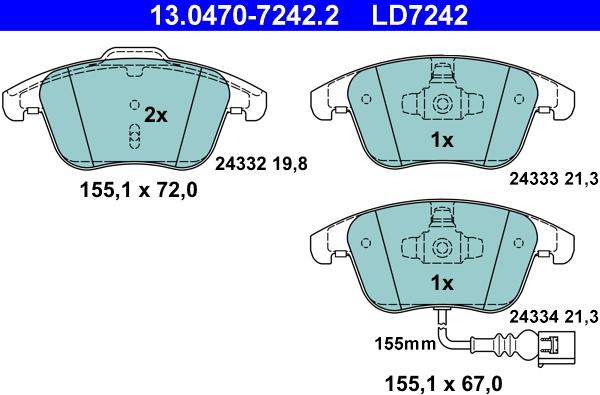 ATE 13.0470-7242.2 - Kit de plaquettes de frein, frein à disque cwaw.fr