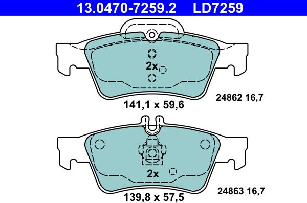 ATE 13.0470-7259.2 - Kit de plaquettes de frein, frein à disque cwaw.fr