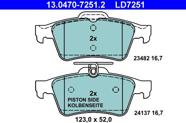 ATE 13.0470-7251.2 - Kit de plaquettes de frein, frein à disque cwaw.fr