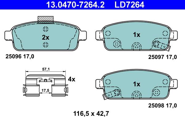 ATE 13.0470-7264.2 - Kit de plaquettes de frein, frein à disque cwaw.fr