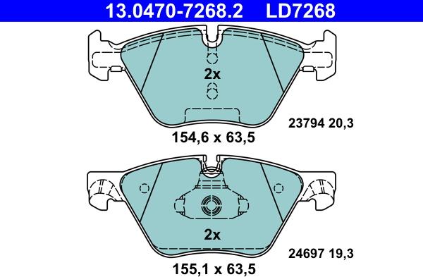 ATE 13.0470-7268.2 - Kit de plaquettes de frein, frein à disque cwaw.fr