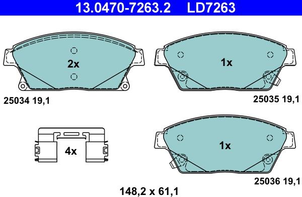 ATE 13.0470-7263.2 - Kit de plaquettes de frein, frein à disque cwaw.fr