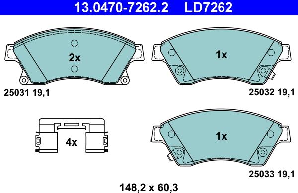 ATE 13.0470-7262.2 - Kit de plaquettes de frein, frein à disque cwaw.fr