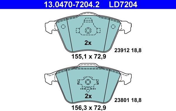 ATE 13.0470-7204.2 - Kit de plaquettes de frein, frein à disque cwaw.fr