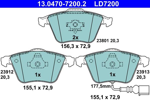 ATE 13.0470-7200.2 - Kit de plaquettes de frein, frein à disque cwaw.fr