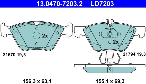 ATE 13.0470-7203.2 - Kit de plaquettes de frein, frein à disque cwaw.fr