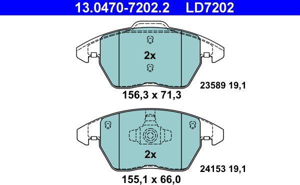 ATE 13.0470-7202.2 - Kit de plaquettes de frein, frein à disque cwaw.fr