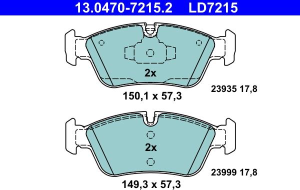 ATE 13.0470-7215.2 - Kit de plaquettes de frein, frein à disque cwaw.fr