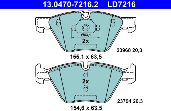 ATE 13.0470-7216.2 - Kit de plaquettes de frein, frein à disque cwaw.fr