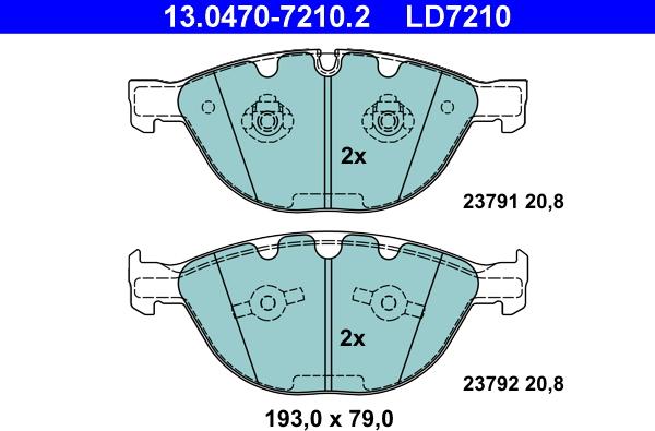 ATE 13.0470-7210.2 - Kit de plaquettes de frein, frein à disque cwaw.fr