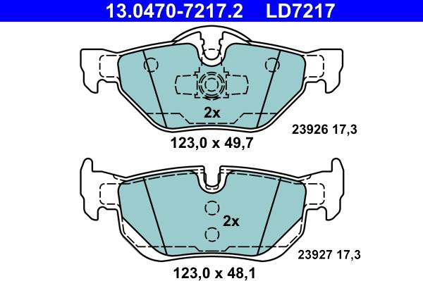 ATE 13.0470-7217.2 - Kit de plaquettes de frein, frein à disque cwaw.fr