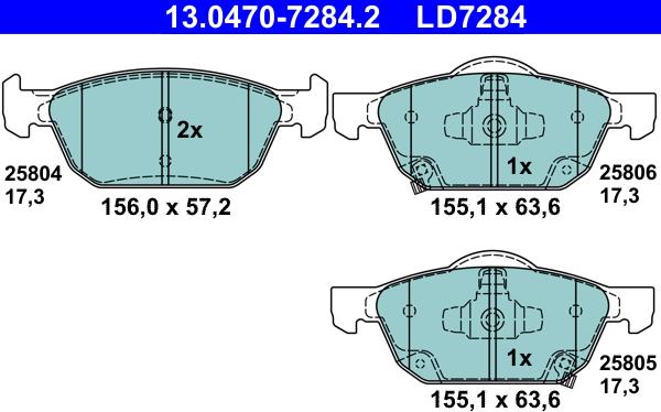 ATE 13.0470-7284.2 - Kit de plaquettes de frein, frein à disque cwaw.fr