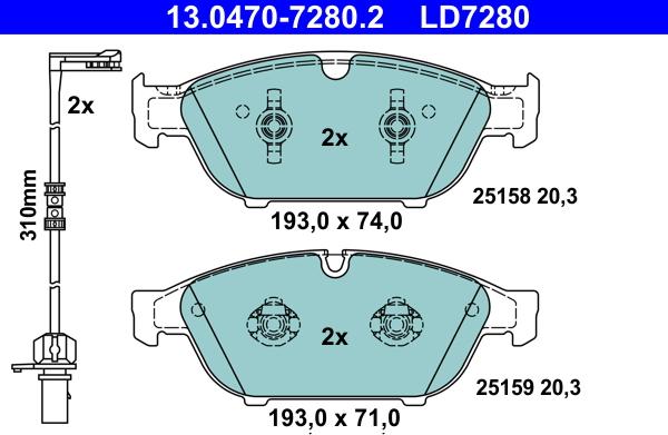 ATE 13.0470-7280.2 - Kit de plaquettes de frein, frein à disque cwaw.fr