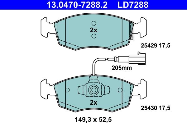 ATE 13.0470-7288.2 - Kit de plaquettes de frein, frein à disque cwaw.fr