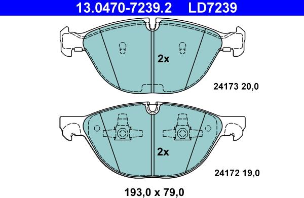 ATE 13.0470-7239.2 - Kit de plaquettes de frein, frein à disque cwaw.fr