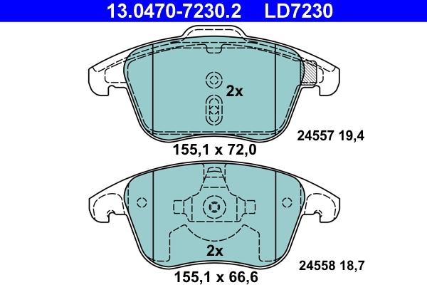 ATE 13.0470-7230.2 - Kit de plaquettes de frein, frein à disque cwaw.fr