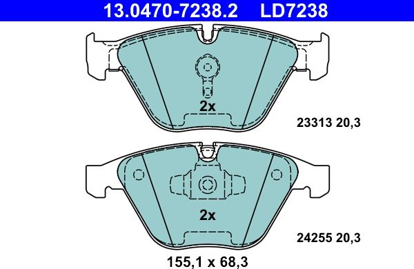 ATE 13.0470-7238.2 - Kit de plaquettes de frein, frein à disque cwaw.fr