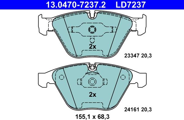 ATE 13.0470-7237.2 - Kit de plaquettes de frein, frein à disque cwaw.fr