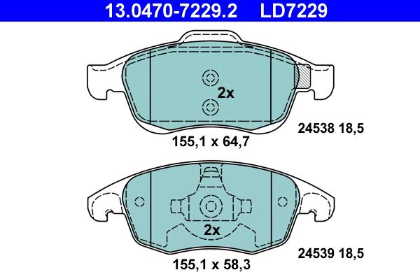 ATE 13.0470-7229.2 - Kit de plaquettes de frein, frein à disque cwaw.fr