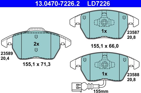 ATE 13.0470-7226.2 - Kit de plaquettes de frein, frein à disque cwaw.fr