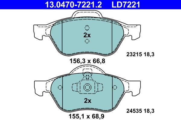 ATE 13.0470-7221.2 - Kit de plaquettes de frein, frein à disque cwaw.fr