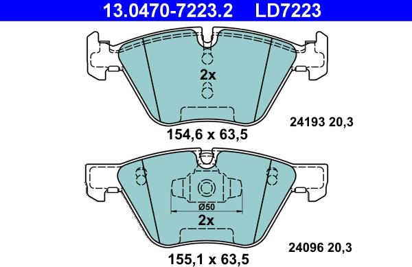 ATE 13.0470-7223.2 - Kit de plaquettes de frein, frein à disque cwaw.fr