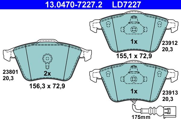 ATE 13.0470-7227.2 - Kit de plaquettes de frein, frein à disque cwaw.fr