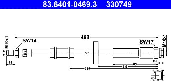 ATE 83.6401-0469.3 - Flexible de frein cwaw.fr