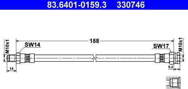 ATE 83.6401-0159.3 - Flexible de frein cwaw.fr