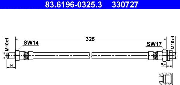 ATE 83.6196-0325.3 - Flexible de frein cwaw.fr