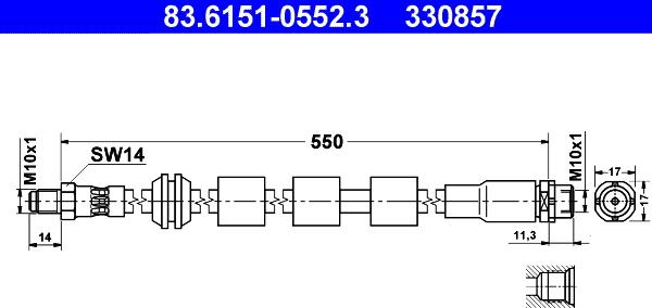 ATE 83.6151-0552.3 - Flexible de frein cwaw.fr