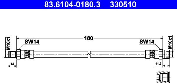 ATE 83.6104-0180.3 - Flexible de frein cwaw.fr