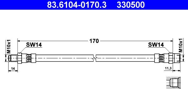 ATE 83.6104-0170.3 - Flexible de frein cwaw.fr