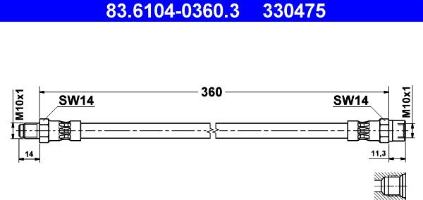 ATE 83.6104-0360.3 - Flexible de frein cwaw.fr