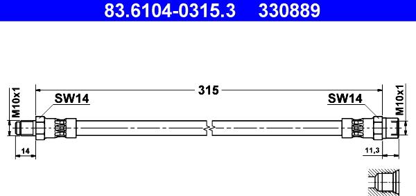 ATE 83.6104-0315.3 - Flexible de frein cwaw.fr