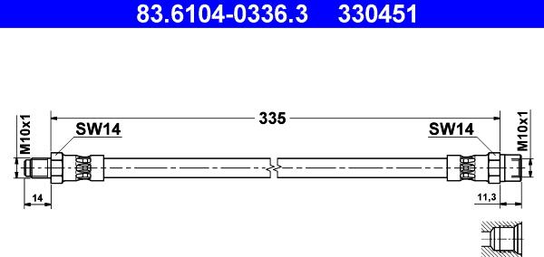 ATE 83.6104-0336.3 - Flexible de frein cwaw.fr