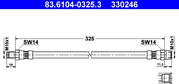 ATE 83.6104-0325.3 - Flexible de frein cwaw.fr