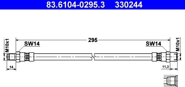 ATE 83.6104-0295.3 - Flexible de frein cwaw.fr