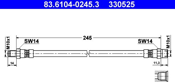 ATE 83.6104-0245.3 - Flexible de frein cwaw.fr