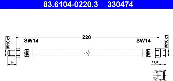 ATE 83.6104-0220.3 - Flexible de frein cwaw.fr