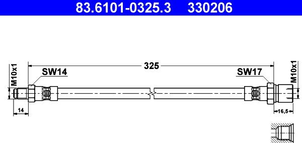 ATE 83.6101-0325.3 - Flexible de frein cwaw.fr