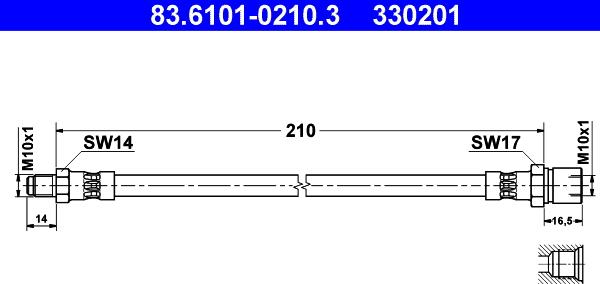 ATE 83.6101-0210.3 - Flexible de frein cwaw.fr