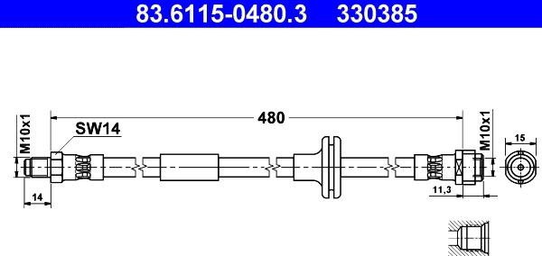 ATE 83.6115-0480.3 - Flexible de frein cwaw.fr