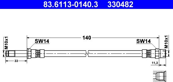 ATE 83.6113-0140.3 - Flexible de frein cwaw.fr